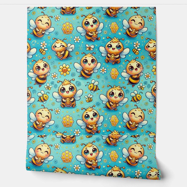 Cute cartoon bees wallpaper (Unrolling)