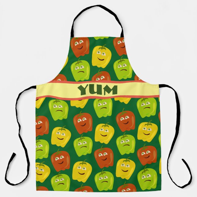 Cute Cartoon Bell Peppers Characters Fun Apron (Front)