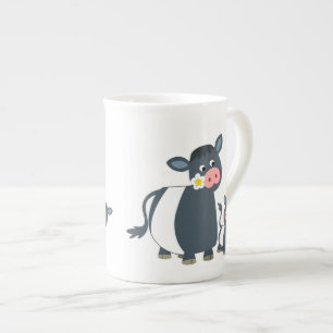 Cute Cartoon Belted Galloway Cow and Calf Bone China Mug