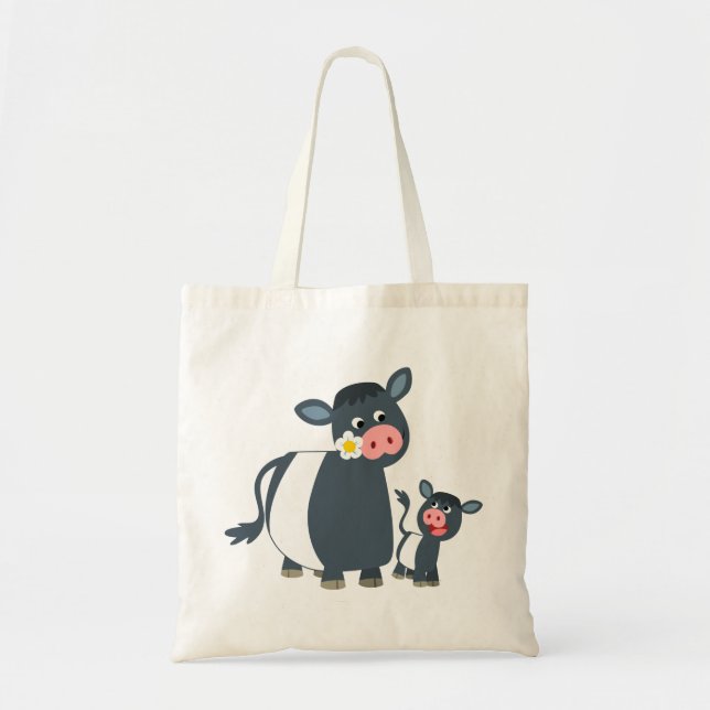 Cute Cartoon Belted Galloway Cow & Calf Bag (Front)