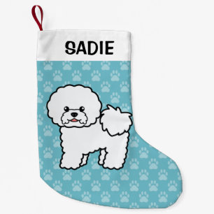 Cute Cartoon Bichon Frise Dog Small Christmas Stocking