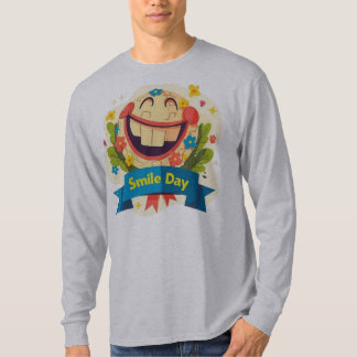 Cute Cartoon Big Smile Day Celebration Badge T-Shirt