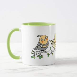 Cute Cartoon Birds Mug, Adorable Bird Illustration Mug
