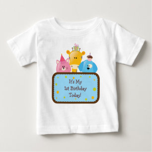 Cute Cartoon Birthday Animals Customizable Baby T-Shirt