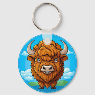 Cute Cartoon Bison Keychain