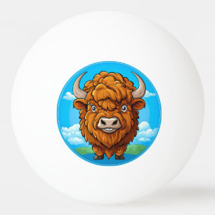 Cute Cartoon Bison Ping Pong Ball