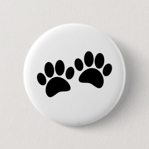 Cute Cartoon Black Puppy Paw Prints 2 Inch Round Button