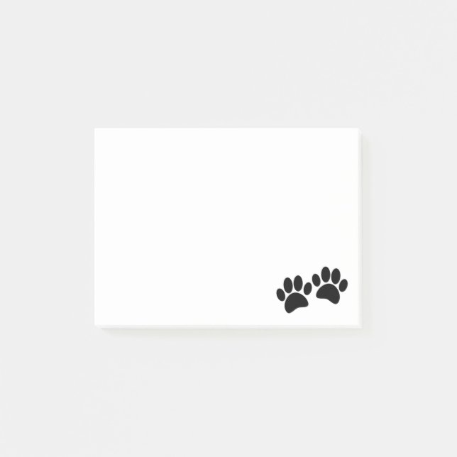 Cute Cartoon Black Puppy Paw Prints Post-it Notes (Front)