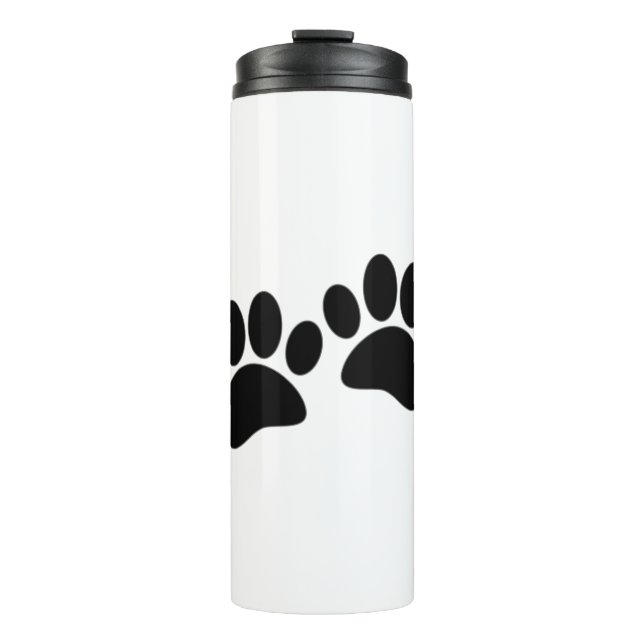 Cute Cartoon Black Puppy Paw Prints Thermal Tumbler (Front)