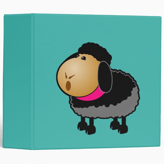 Cute Cartoon Black Sheep Drawing Binder (Front/Spine)