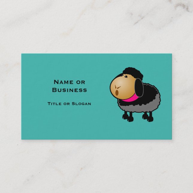 Cute Cartoon Black Sheep Drawing Business Card (Front)