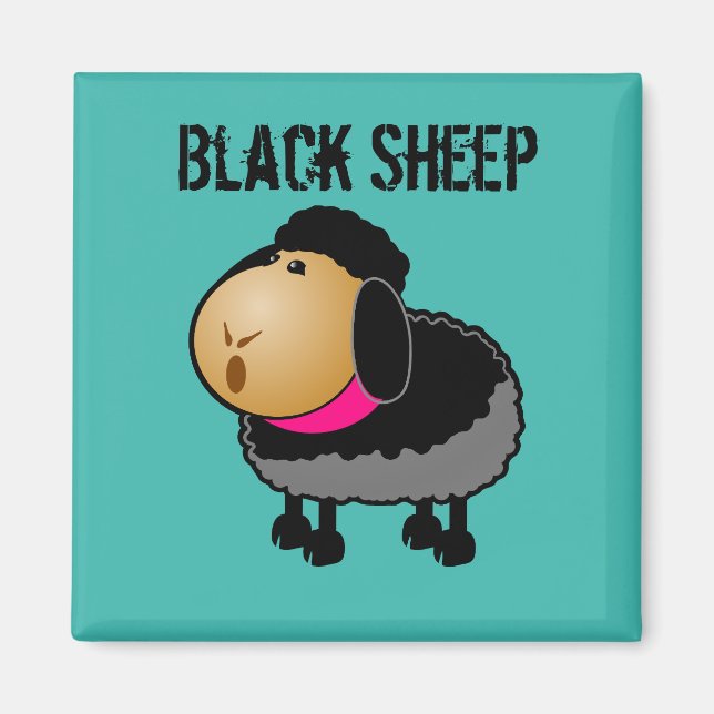 Cute Cartoon Black Sheep Drawing Magnet (Front)