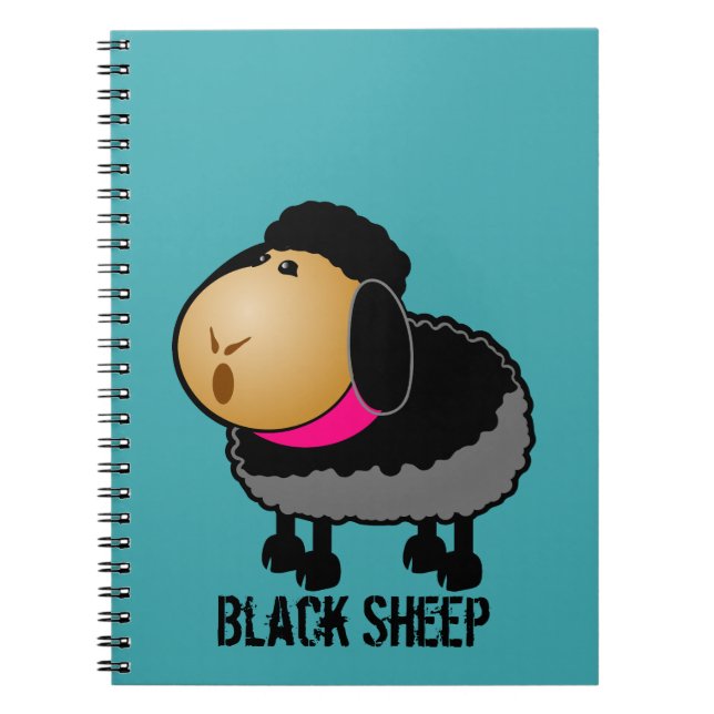 Cute Cartoon Black Sheep Drawing Notebook (Front)