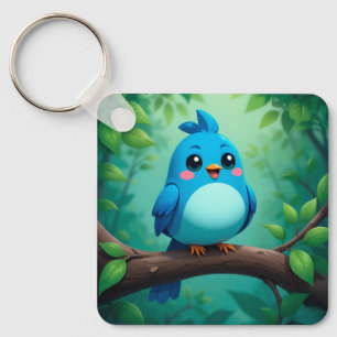 Cute Cartoon Blue Bird Keychain