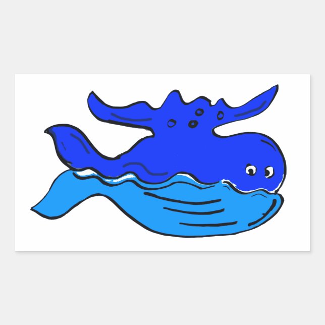 Cute Cartoon Blue Whale Sticker (Front)