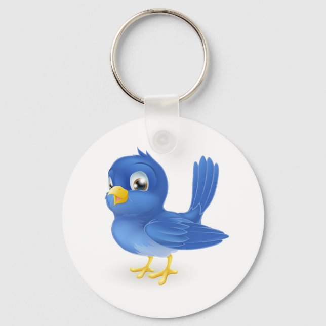Cute cartoon bluebird keychain (Front)