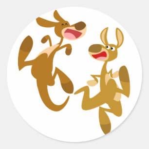 Cute Cartoon Bouncy Kangaroos Sticker
