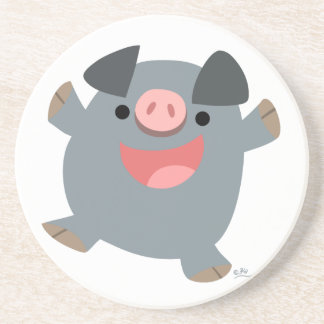 Cute Cartoon Bouncy Pig Coaster
