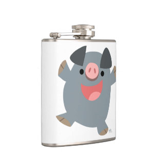 Cute Cartoon Bouncy Pig Hip Flask