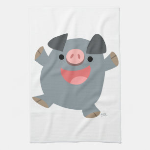 Cute Cartoon Bouncy Pig Serviette de cuisine