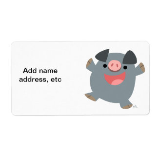 Cute Cartoon Bouncy Pig Shipping Label