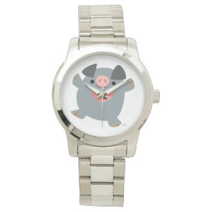 Cute Cartoon Bouncy Pig Unisex Watch
