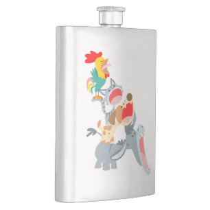 Cute Cartoon Bremen Town Musicians Classic Flask