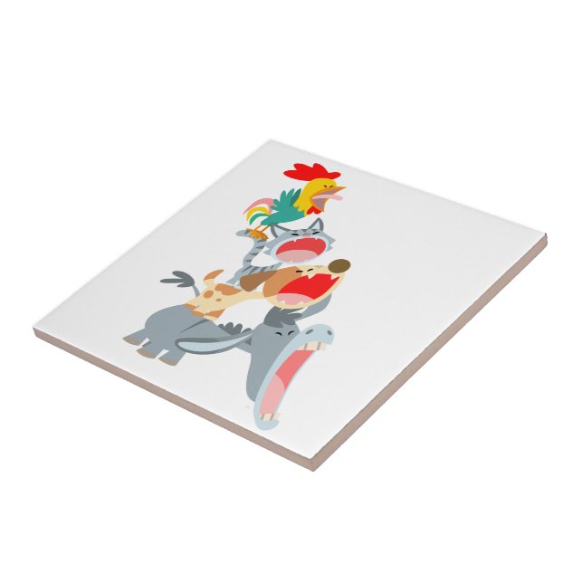 Cute Cartoon Bremen Town Musicians Tile (Side)