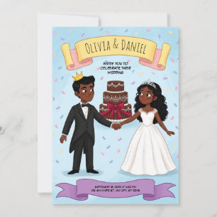 Cute Cartoon Bride and Groom Wedding Invitation