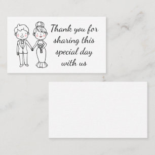 Cute Cartoon Bride Groom Thank You Wedding   Place Card