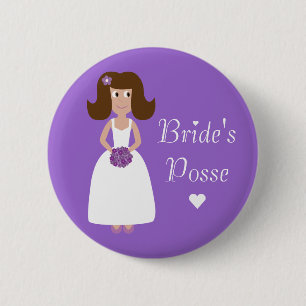 Cute Cartoon Bride's Posse Bachelorette Party 2 Inch Round Button