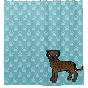 Cute Cartoon Brindle Bullmastiff Dog On Blue