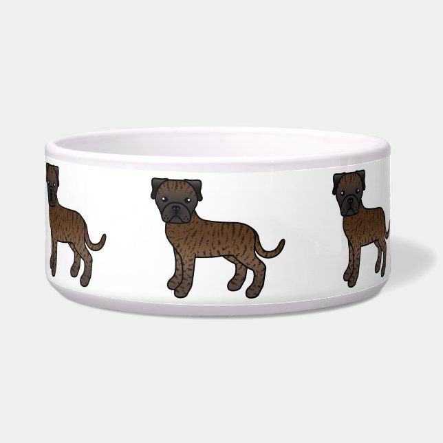 Cute Cartoon Brindle Bullmastiff Dogs (Front)