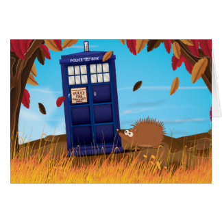Cute Cartoon British Police box and hedgehog
