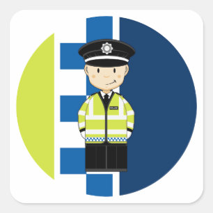 Cute Cartoon British Policeman Square Sticker