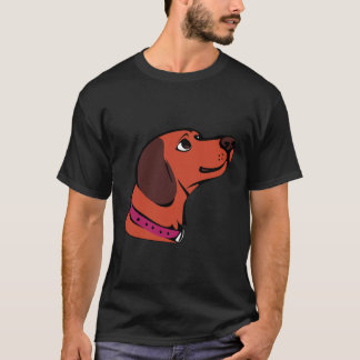 Cute Cartoon Brown Dog with Pink Collar  Sweet Pup T-Shirt