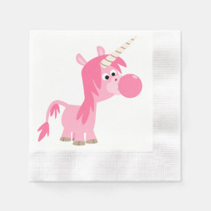 Cute Cartoon Bubble Gum Unicorn Paper Napkins