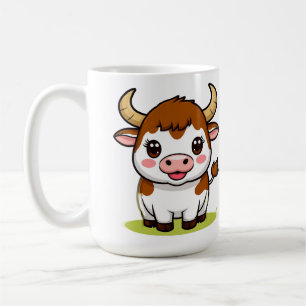 Cute Cartoon Bull Character with Adorable Expressi Coffee Mug