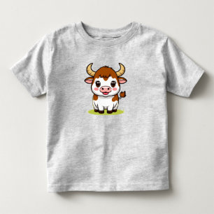 Cute Cartoon Bull Character with Adorable Expressi Toddler T-shirt