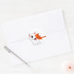 Cute Cartoon Bull Terrier and Kitten Sticker