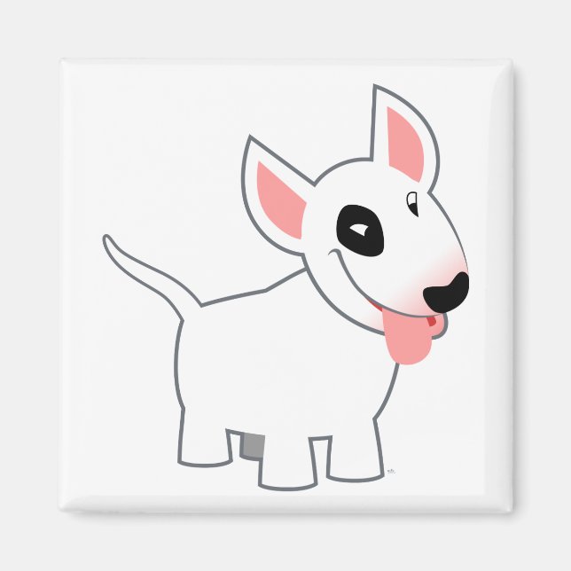 Cute Cartoon Bull Terrier Magnet (Front)