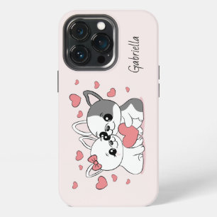 Cute Cartoon Bulldog Lovers Heart Valentine’s Day iPhone 13 Pro Case