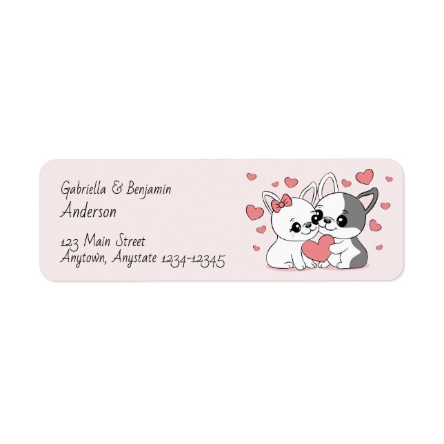 Cute Cartoon Bulldog Lovers Hearts Valentine’s Day (Front)
