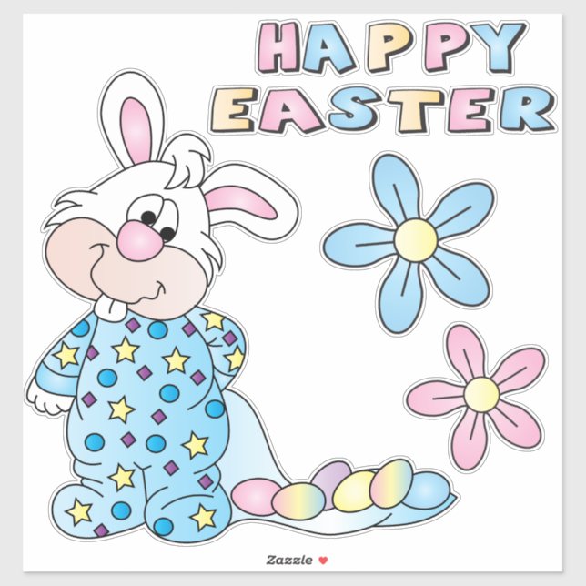 Cute Cartoon Bunny - Blue - Kiss-Cut (Sheet)