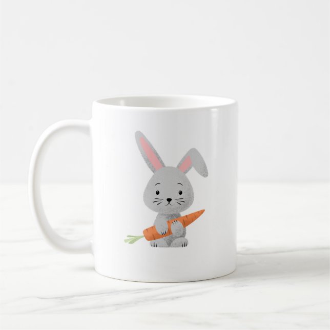 Cute Cartoon Bunny Carrot Coffee Mug (Left)