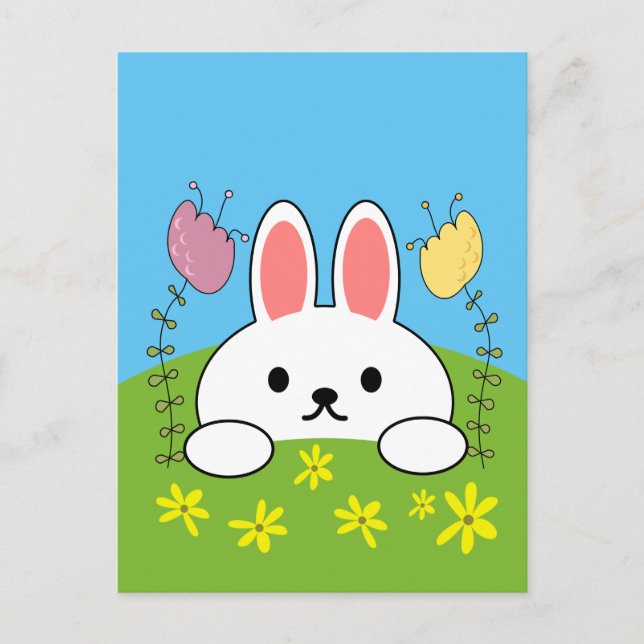 Cute Cartoon Bunny Rabbit Postcard (Front)