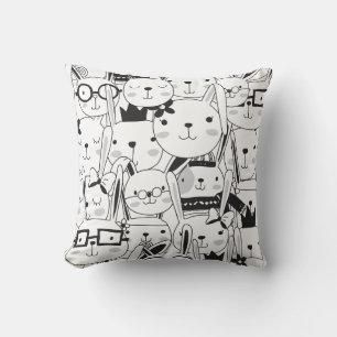Cute Cartoon Bunny Rabbits Lots of Bunnies Throw Pillow