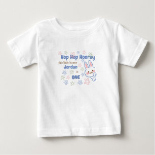 Cute Cartoon Bunny Turning One Boys 1st Birthday Baby T-Shirt