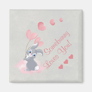 Cute Cartoon Bunny Valentine Magnet