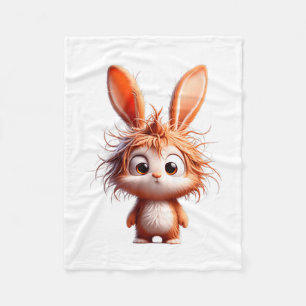 Cute Cartoon Bunny With Funny Expression  Fleece Blanket